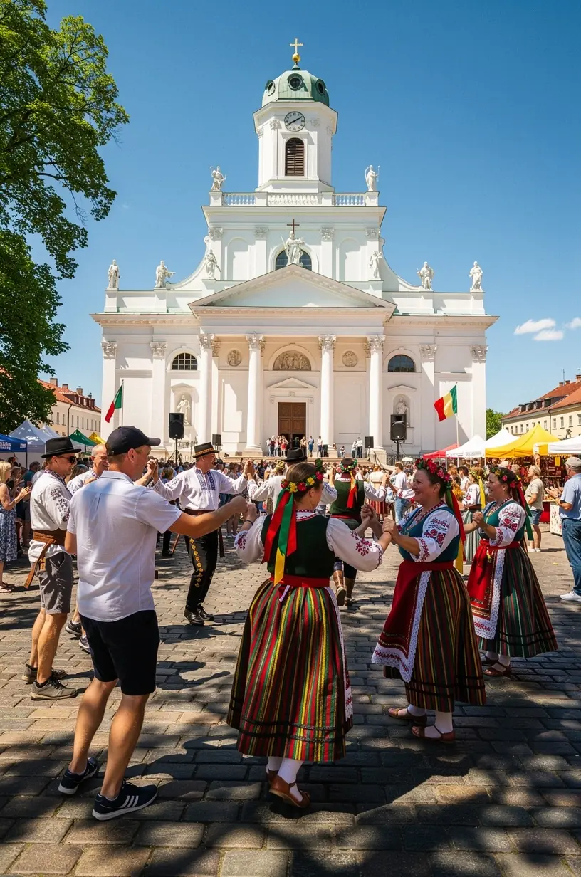 Dienos planas su nurodytais kelionės etapais, atstumais ir lankymo laikais.